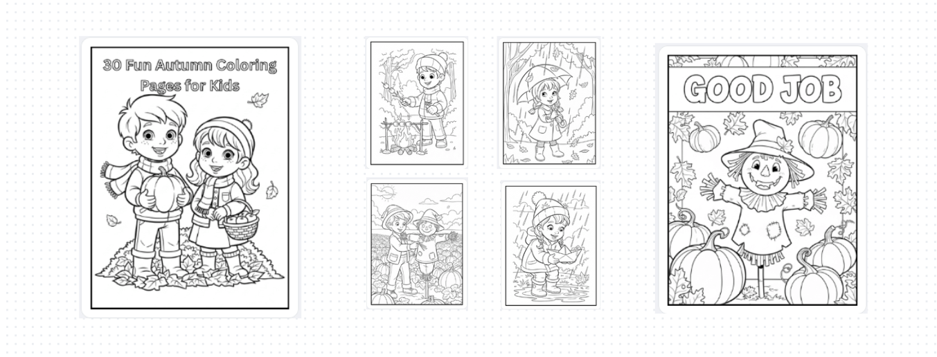 🍁 Autumn Coloring Book for Kids – 31 Fun Fall Activity Pages